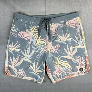 Roark Boardshorts Mens 34x7 Multicolor Floral Birds Unlined Stretch Swim Shorts